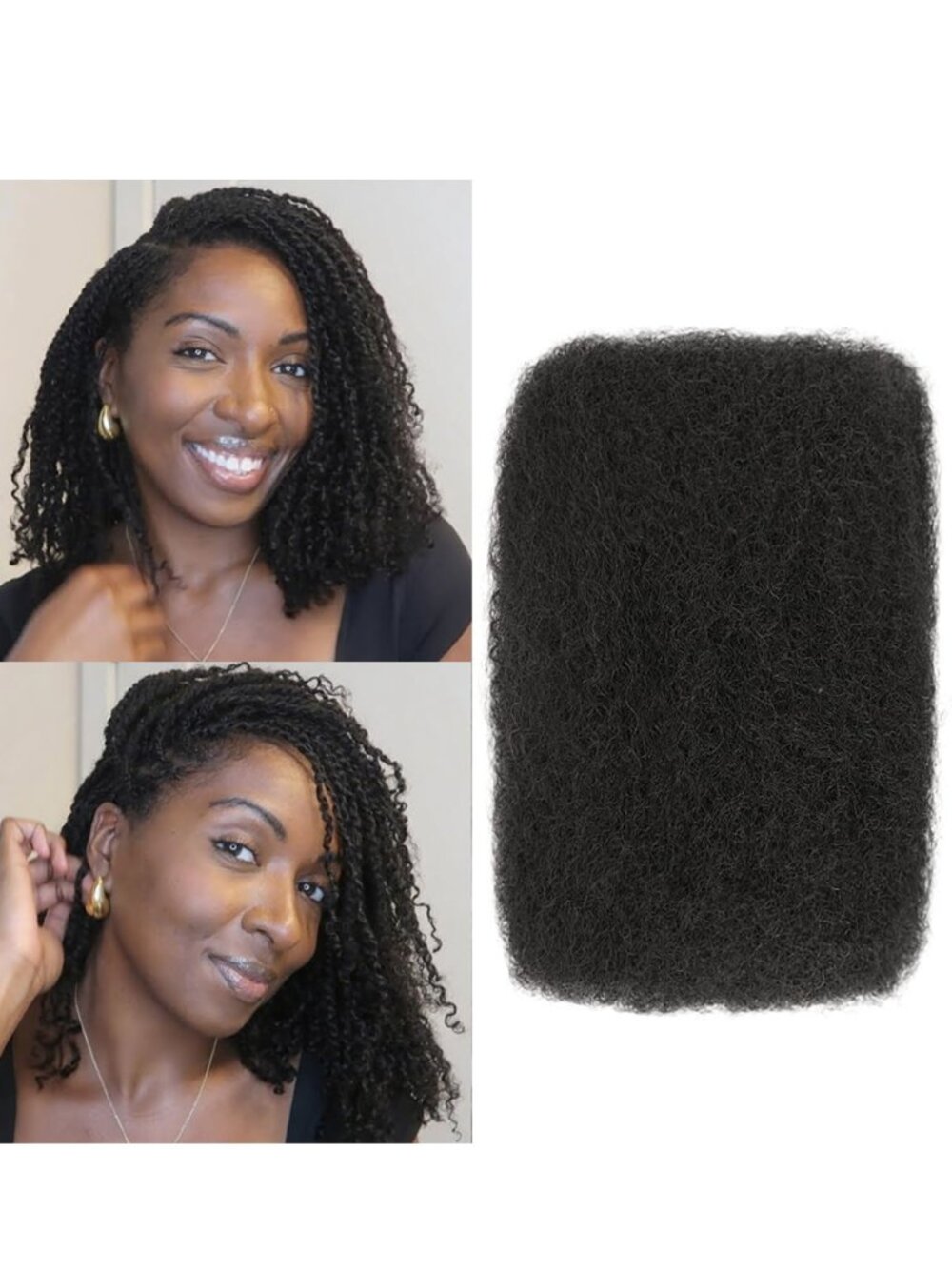 NEW Afro Kinkys Real Human Hair 14" 50g 1B Kinky Curly Dreadlock Loc Extensions